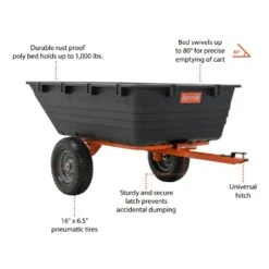 Agri-Fab 45-0553 450kg / 1000lb Poly Tipping/Swivel Trailer -Greenworks Sale Shop 45 0553 features