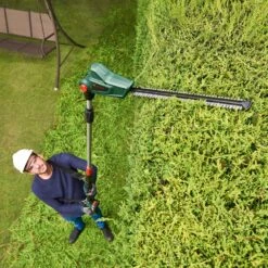 Bosch UniversalHedgePole 18V Cordless Long Reach Hedge Trimmer (with 2.5Ah Battery & Charger) (Bundle Builder) -Greenworks Sale Shop bosch universalhedgepole 18 lifestyle articulation 1