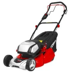 Cobra RM43SP80V 80V Self-Propelled Rear Roller Cordless Lawn Mower (with 2 X 40V 5Ah Batteries & 2 X Fast Chargers) -Greenworks Sale Shop cobra rm43sp80v lawnmower angle 1