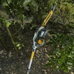 DeWalt DCMPS567N-XJ 18V XR Cordless Pole Saw (Tool Only) -Greenworks Sale Shop dewalt dcmpp567 pole pruner lifestyle 1