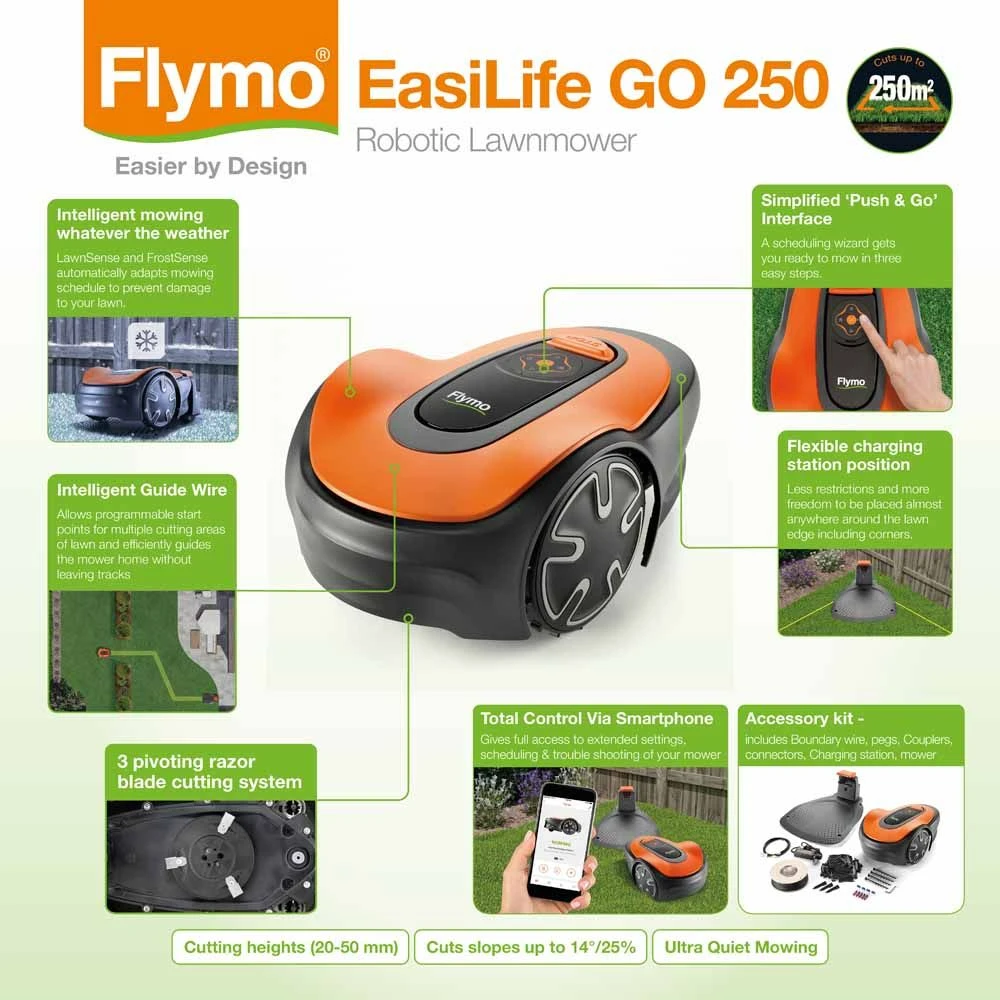 Flymo EasiLife Go 250 Robotic Lawn Mower 1 Flymo EasiLife Go 250 Robotic Lawn Mower