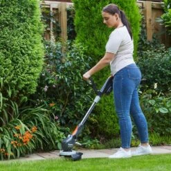 Flymo UltraTrim 260 18V Cordless Grass Trimmer & Lawn Edger (with 2.5Ah Battery & Charger) (Bundle Builder) -Greenworks Sale Shop flymo ultratrim 260 strimmer lifestyle 2