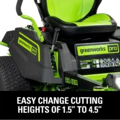 GreenWorks Pro GD60CRZ106 CrossoverZ 60V Battery-Powered Zero-Turn Ride-On Lawn Mower -Greenworks Sale Shop greenworks 60v crossoverz cutting height