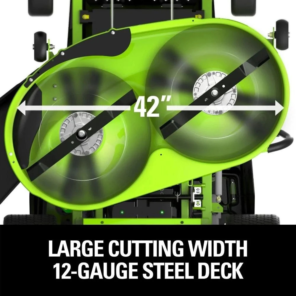 GreenWorks Pro GD60CRT106 CrossoverT 106cm/42" 60V Battery-Powered Side Discharge / Mulching Lawn Tractor 4 GreenWorks Pro GD60CRT106 CrossoverT 106cm/42" 60V Battery-Powered Side Discharge / Mulching Lawn Tractor - Image 4