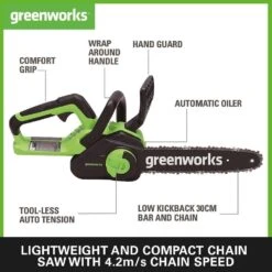 GreenWorks G40CS30IIK2 G-MAX 40V Cordless Chainsaw (with 1 X 2Ah Battery And 2A Charger) -Greenworks Sale Shop greenworks g40cs30ii features product 1
