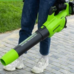 GreenWorks GD24X2ABK2X Brushless 48V (2 X 24V) Cordless Axial Blower (with 2 X 2Ah Batteries & Charger) -Greenworks Sale Shop greenworks gd24x2ab leaf blower tool only features 2 1 1