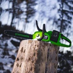 GreenWorks GD24X2CS36K4X DigiPro 48V (2 X 24V) Cordless Chainsaw (with 2 X 4Ah Batteries & Charger) -Greenworks Sale Shop greenworks gd24x2cs36 lifestyle 1