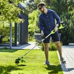 GreenWorks GD24X2LTK2X 48V (2 X 24V) Cordless Grass Trimmer (with 2 X 2Ah Batteries & 2A Charger) (Bundle Builder) -Greenworks Sale Shop greenworks gd24x2lt main3 1 1