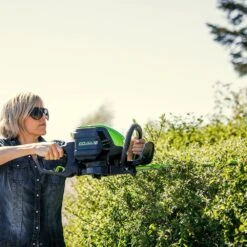 GreenWorks Pro GD60HT 60V Cordless Hedge Trimmer (Bare Tool) (Bundle Builder) -Greenworks Sale Shop greenworks gd60ht hedge trimmer lifestyle 5 1