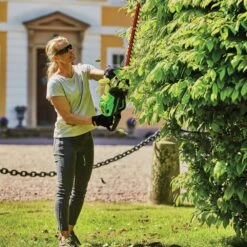 GreenWorks Pro GD60HT66K2 60V Cordless Hedge Trimmer (with 2Ah Battery & 2A Charger) (Bundle Builder) -Greenworks Sale Shop greenworks gd60ht66 hedge trimmer lifestyle 2 2