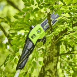 GreenWorks Pro GD60PS25 60V Cordless Polesaw (Bare Tool) (Bundle Builder) -Greenworks Sale Shop greenworks gd60ps25 pole pruner lifestyle 1
