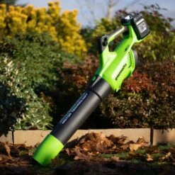 GreenWorks G24X2ABK2X 48V (2 X 24V) Cordless Axial Blower (with 2 X 2Ah 24V Batteries & Charger) 15 GreenWorks G24X2ABK2X 48V (2 X 24V) Cordless Axial Blower (with 2 X 2Ah 24V Batteries & Charger) -Greenworks Sale Shop greenworks gwg24x2ab blower lifestyle 1