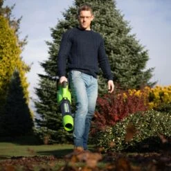 GreenWorks G24X2AB 48V (2 X 24V) Cordless Axial Blower (Bare Tool) 9 GreenWorks G24X2AB 48V (2 X 24V) Cordless Axial Blower (Bare Tool) -Greenworks Sale Shop greenworks gwg24x2abk2 blower liefstyle 2