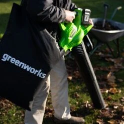 GreenWorks GD24X2BVK4X DigiPro 48V (2 X 24V) Cordless Blower / Vacuum (with 2 X 4Ah Batteries & 2A Twin Charger) -Greenworks Sale Shop greenworks gwgd24x2bv blower vac lifestyle 3