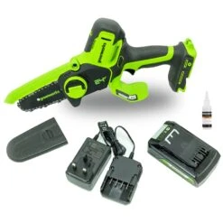 GreenWorks G24MCS10K2 24V Cordless Mini Pruning Chainsaw (with 2Ah Battery & 2A Charger) -Greenworks Sale Shop gwg24mcs10k2 2