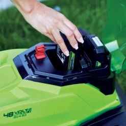 GreenWorks G24X2LM36K4X 3-in-1 36cm 48V Push Cordless Lawn Mower (with 2 X 4Ah 24V Batteries & Twin Charger) -Greenworks Sale Shop gwg24x2lm36 battery housing 2 2 1