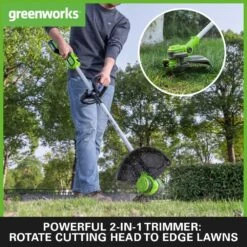 GreenWorks GD24LT33 33cm 24V Cordless Grass Trimmer / Lawn Edger (Bare Tool) -Greenworks Sale Shop gwgd24lt33 rotate 1