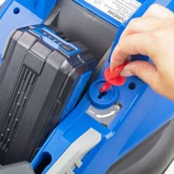 Hyundai HYM40Li330P 40V Push Cordless Lawn Mower With Rear Roller (with 2.5Ah Battery & Charger) -Greenworks Sale Shop hym40li330p on off 1