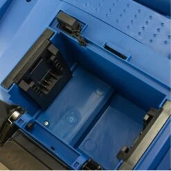 Hyundai HY2196 2 X 20V MAX (40V) Cordless Lawn Scarifier / Aerator (with 2 X 4Ah Batteries & Twin Charger) (Bundle Builder) -Greenworks Sale Shop hyundai hy2196 scarifier battery compartment open 1