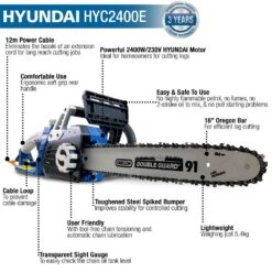 Hyundai HYC2400E 40cm 2400W Electric Chainsaw -Greenworks Sale Shop hyundai hyc2400e chainsaw features