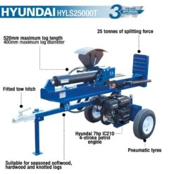 Hyundai HYLS25000T 25 Tonne Horizontal & Vertical Petrol Log Splitter 14 Hyundai HYLS25000T 25 Tonne Horizontal & Vertical Petrol Log Splitter -Greenworks Sale Shop hyundai hyls25000t log splitter features