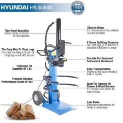 Hyundai HYLS8000V 3000W 8 Ton Vertical Electric Log Splitter -Greenworks Sale Shop hyundai hyls8000v features