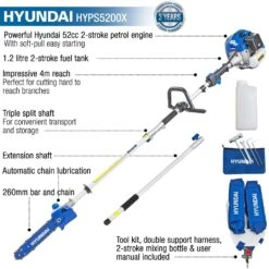 Hyundai HYPS5200X Petrol Pole Pruner -Greenworks Sale Shop hyundai pole saw features