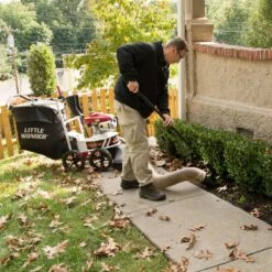 Little Wonder Pro Vac SI Push Wheeled Outdoor Vacuum -Greenworks Sale Shop little wonder pro vac si outdoor vacuum in use hose 2