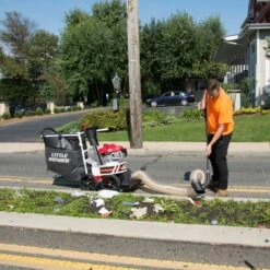 Little Wonder Pro Vac SI Push Wheeled Outdoor Vacuum -Greenworks Sale Shop little wonder pro vac si outdoor vacuum in use hose
