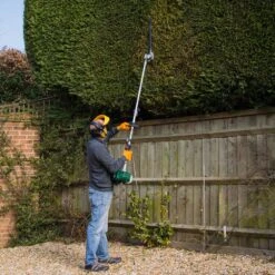 Webb PHT26 Long Reach Petrol Hedge Trimmer -Greenworks Sale Shop webb pht26 pole hedge trimmer lifestyle